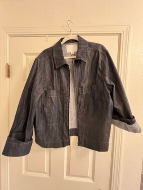 Zara Dark Denim Zip Jacket NWOT